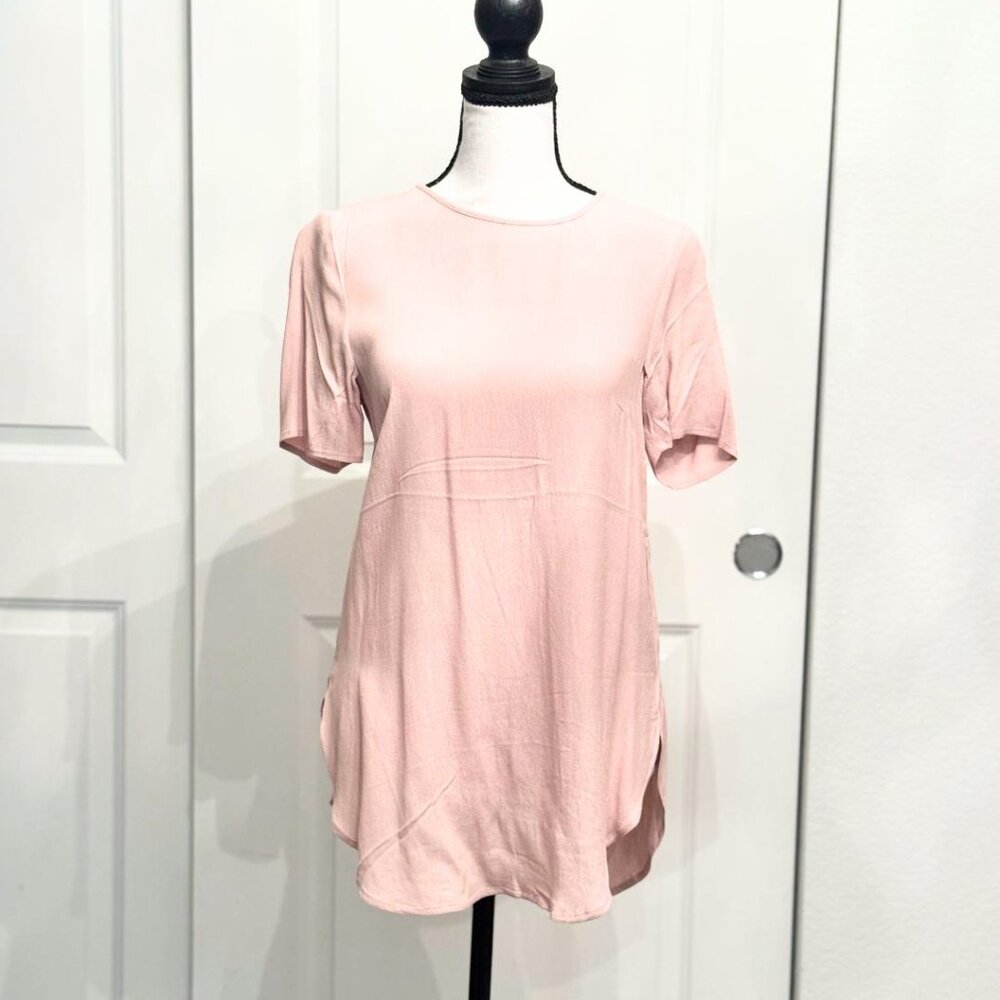 H&M Long Pink Short Sleeve Blouse Top, Size 2 (US)